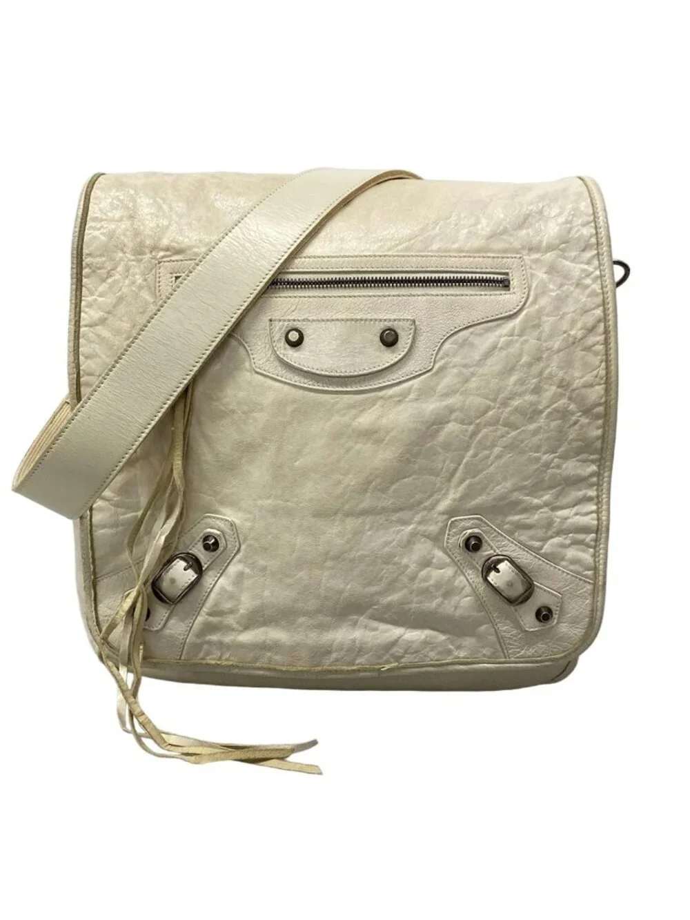Balenciaga Shoulder Bag the Besace Ivory Leather